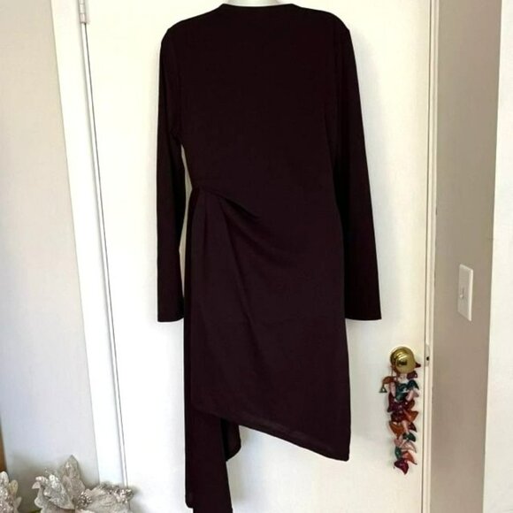 NWOT TOPSHOP DARK PLUM DRAPE FRONT ASYMMETRICAL CREPE DRESS SIZE 10 - Picture 12 of 14